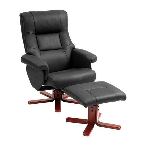 HOMCOM Recliner Chair with Footstool, Backrest Adjustable, Armchair - Dark brown