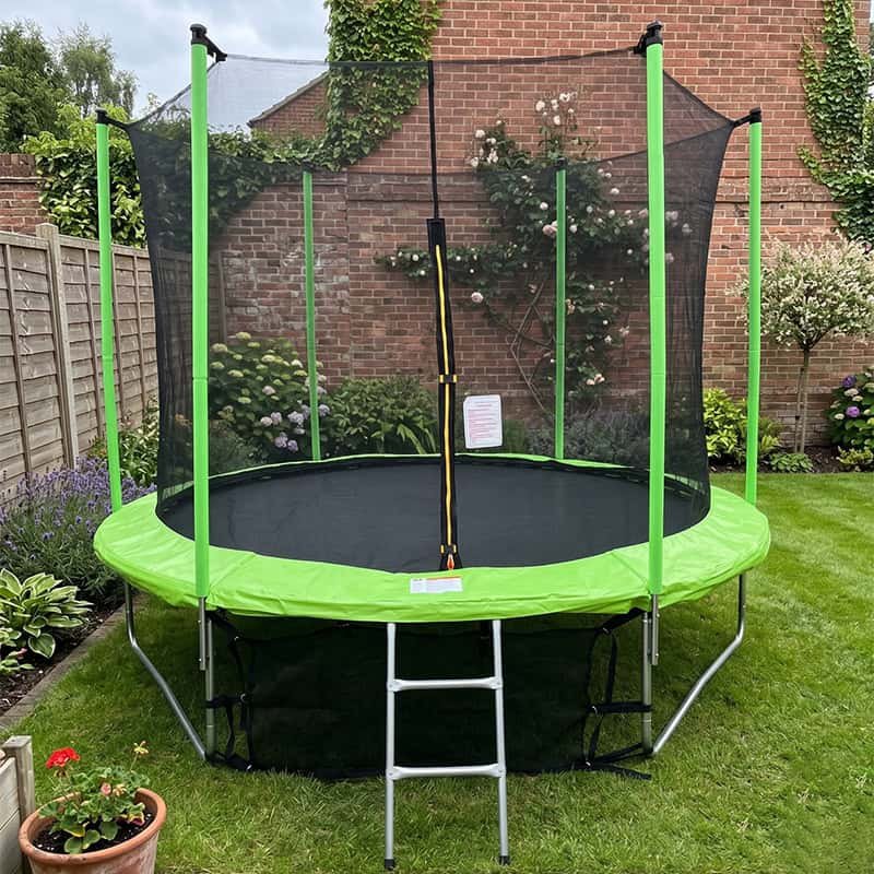 Air Dog 10ft Trampoline + Safety Enclosure Free Ladder & Shoe Tidy