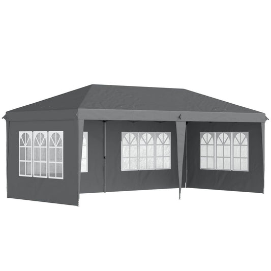Outsunny 3 x 6m Heavy Duty Gazebo Marquee Party Tent with Storage Bag Grey - Grey