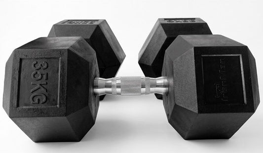 Ironman Rubber Coated Hex 35kg Dumbbell Pair