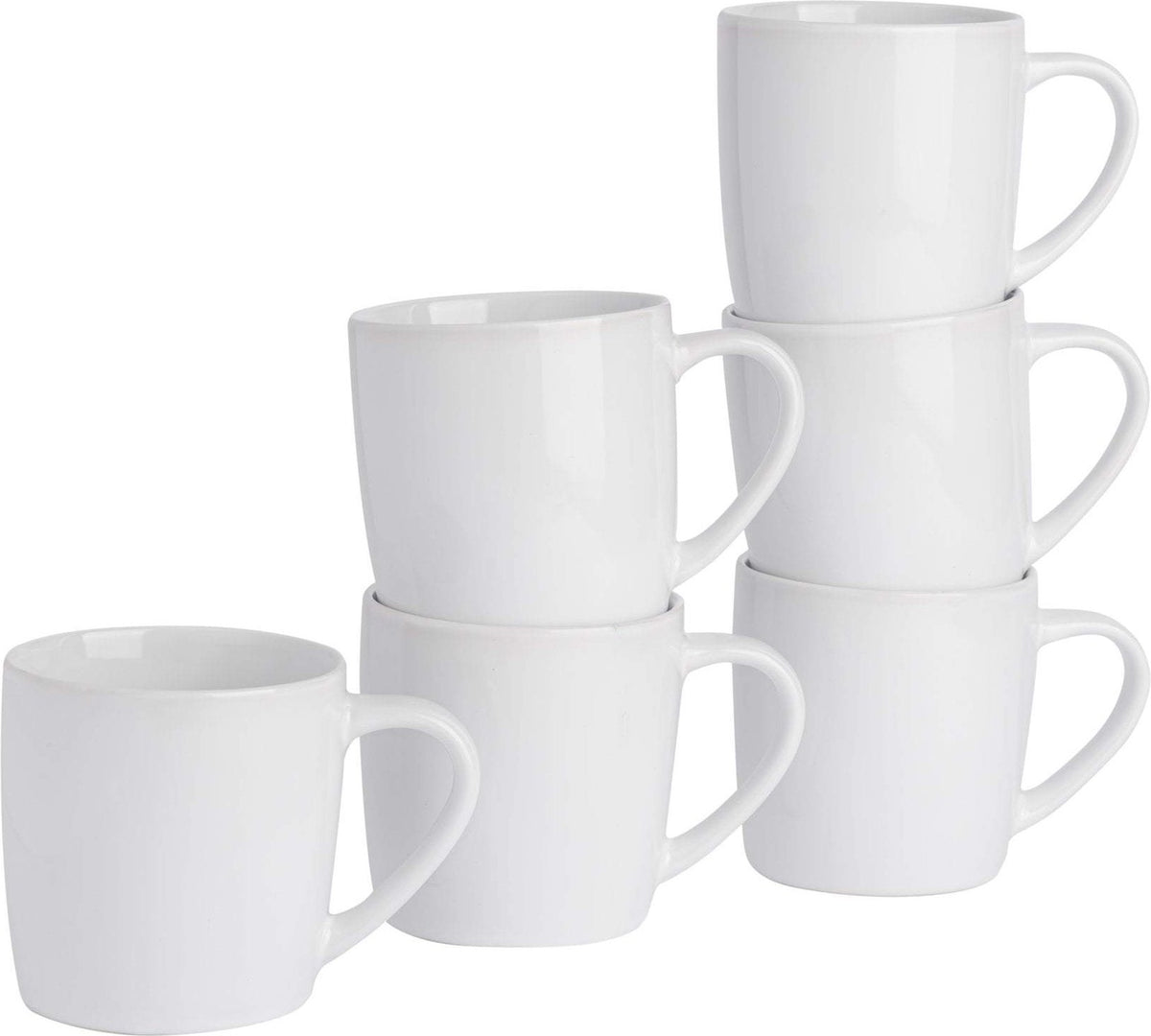 350ml White Coloured Coffee Mugs - Pack of Six