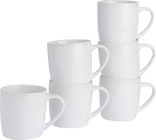 350ml White Coloured Coffee Mugs - Pack of Six