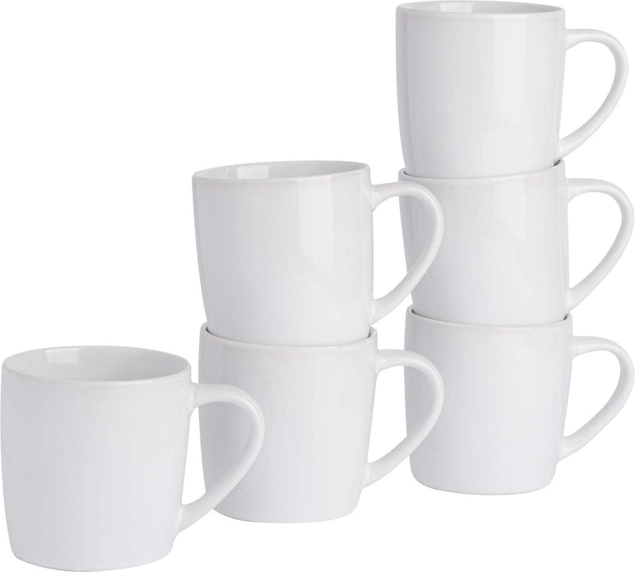 350ml White Coloured Coffee Mugs - Pack of Six