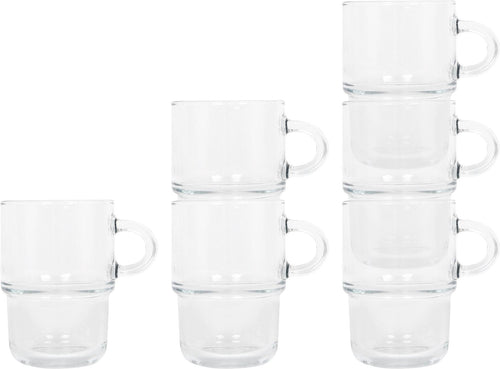 350ml Cozy Stacking Glass Coffee Cups - Pack of Six