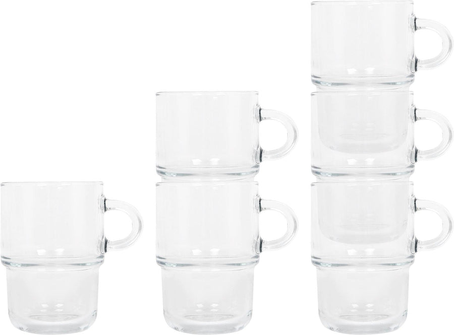 350ml Cozy Stacking Glass Coffee Cups - Pack of Six