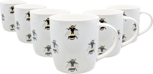 350ml Multi Bee Simply Home Stoneware Mugs - Pack of Six