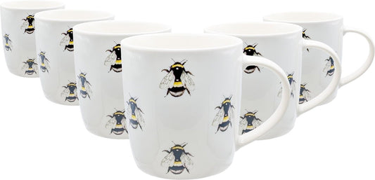 350ml Multi Bee Simply Home Stoneware Mugs - Pack of Six