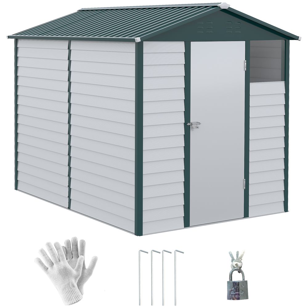 9'x6' Galvanized Metal Garden Shed Tool Storage Shed for Backyard Patio