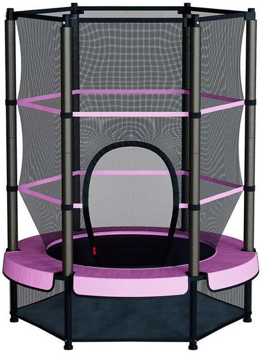 Big Foot 55" Kids Trampoline with Safety Net Pink – Indoor & Outdoor Use Mini Trampoline for Children
