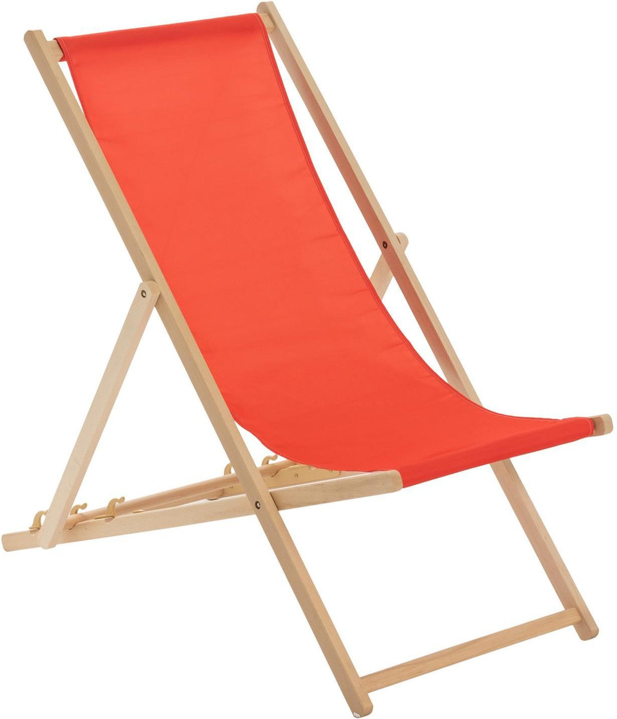 Red Folding Wooden Deck Chair