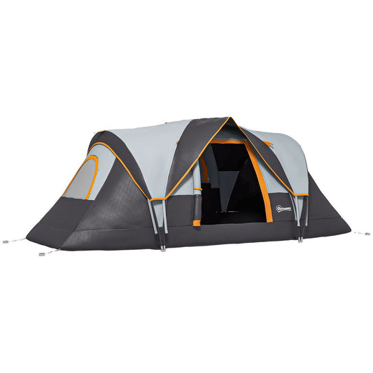 Outsunny Outdoor  Camping Tent For 5-6 W/ Bag, Fibreglass & Steel Frame - Cream and Black