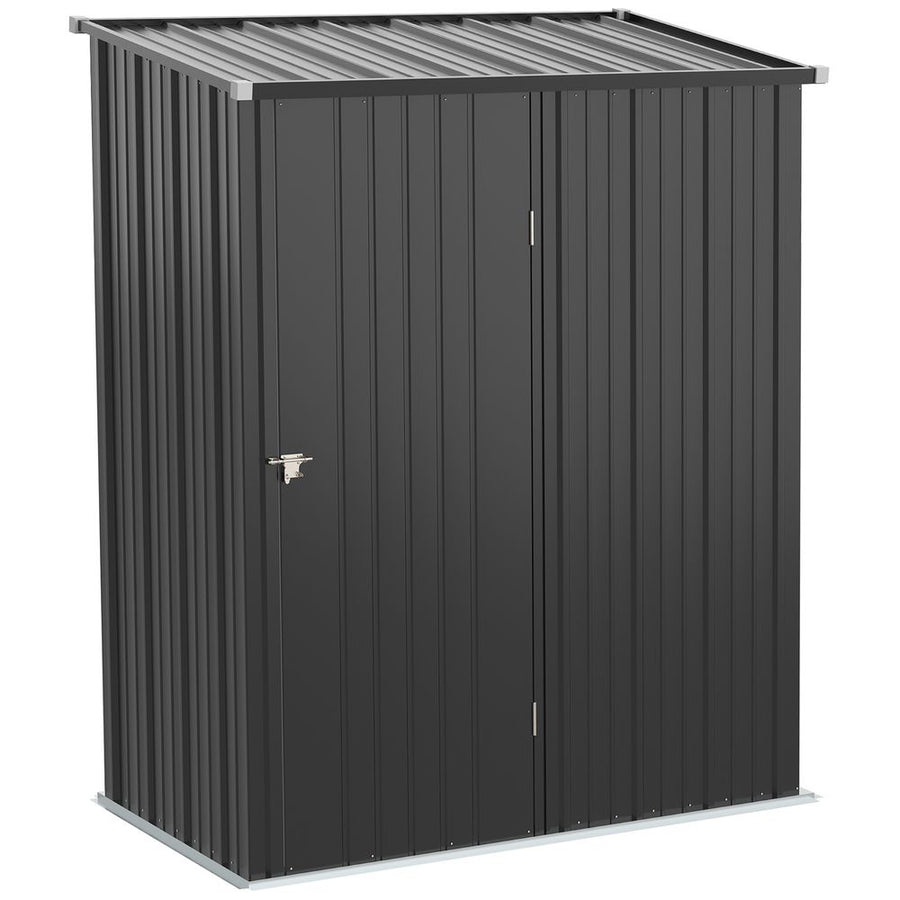 Outdoor Storage Shed Steel Garden Shed w/ Lockable Door for Backyard Patio Lawn