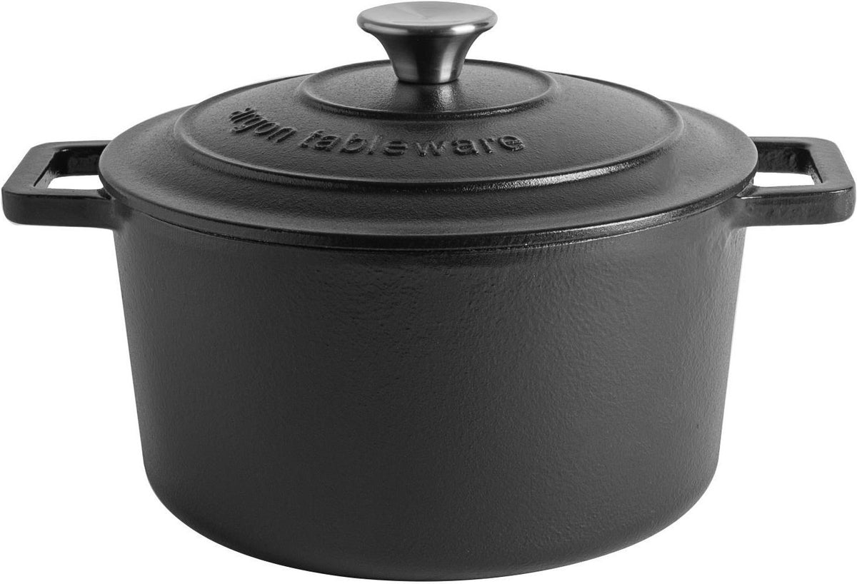 4.5L Matt Black Cast Iron Casserole Dish