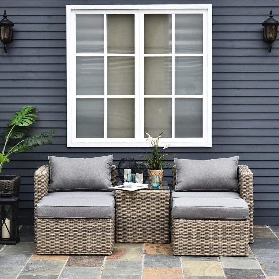 5 Pcs PE Rattan Armchair Outdoor Garden Seating Comfort Balcony Home