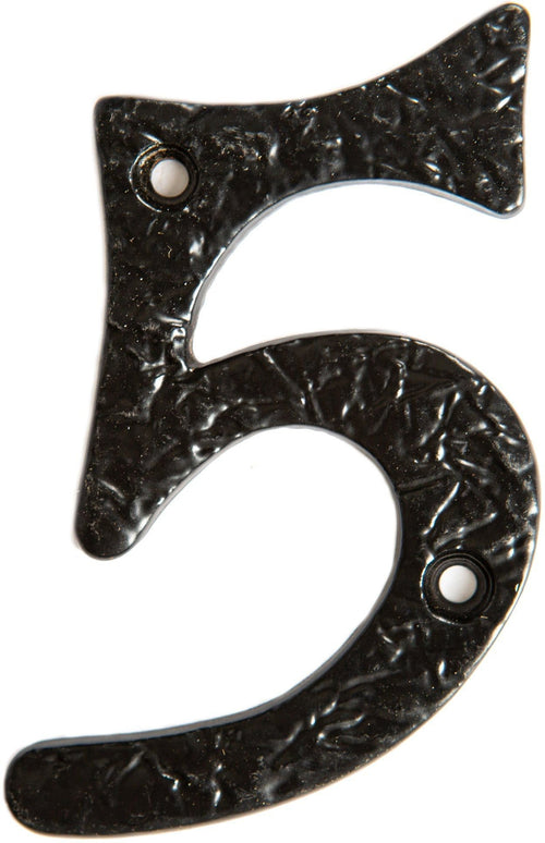 80mm Black Rustic Iron House Number 5