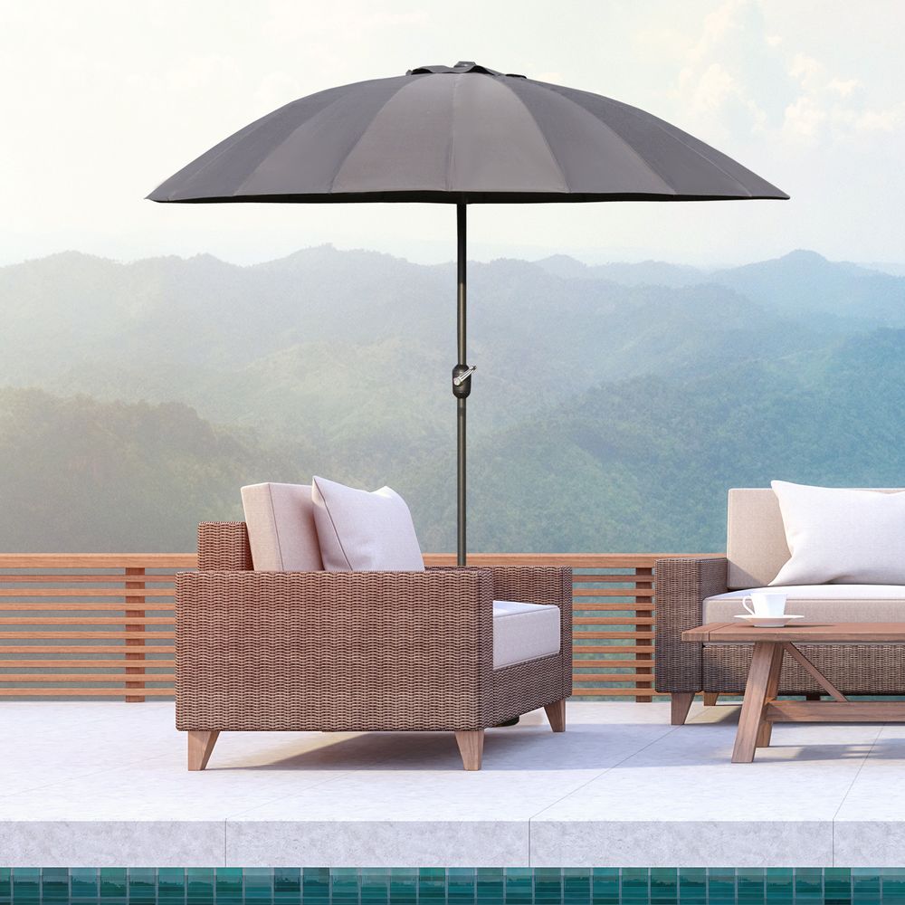 255cm Patio Parasol Umbrella Market Table Parasol 18 Sturdy Ribs