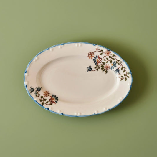 Vintage Oval Porcelain Serving Platter - 9.75"