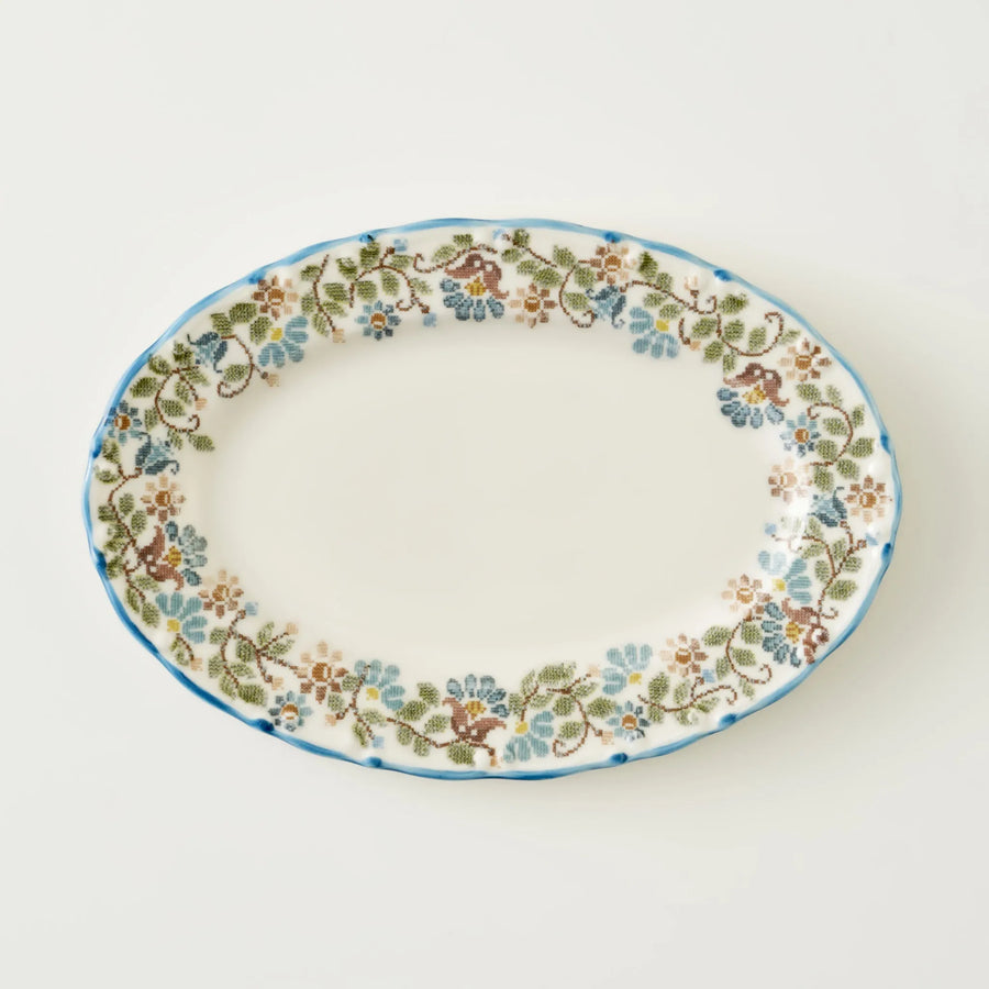 Vintage Porcelain Oval Serving Platter