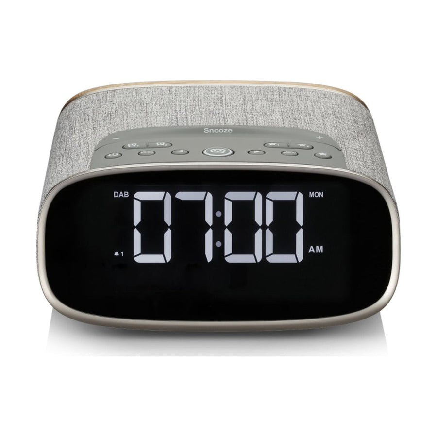VQ Lark Bedside DAB Radio & Alarm Clock in Grey & Oak