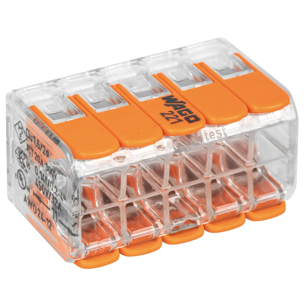 WAGO 221-420 COMPACT Verbindungsklemme – 10-polig, transparent, 0,02–4 mm², 450 V / 32 A
