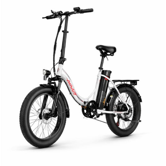 Madat VIVI 250W Folding Electric Bike with 3.0-inch Fat Tires and 36V Battery - White