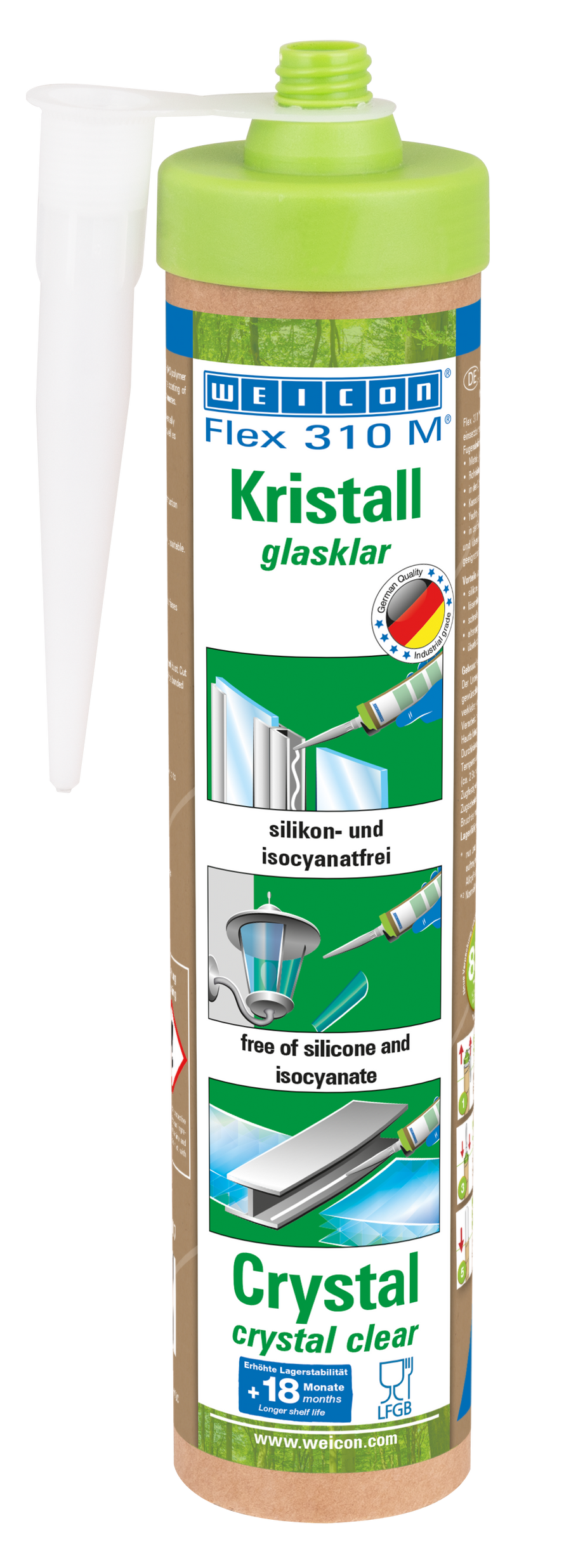 WEICON Flex 310 M Kristall Montagekleber 280 ml, MS-Polymer, elastisch, silikonfrei, transperent
