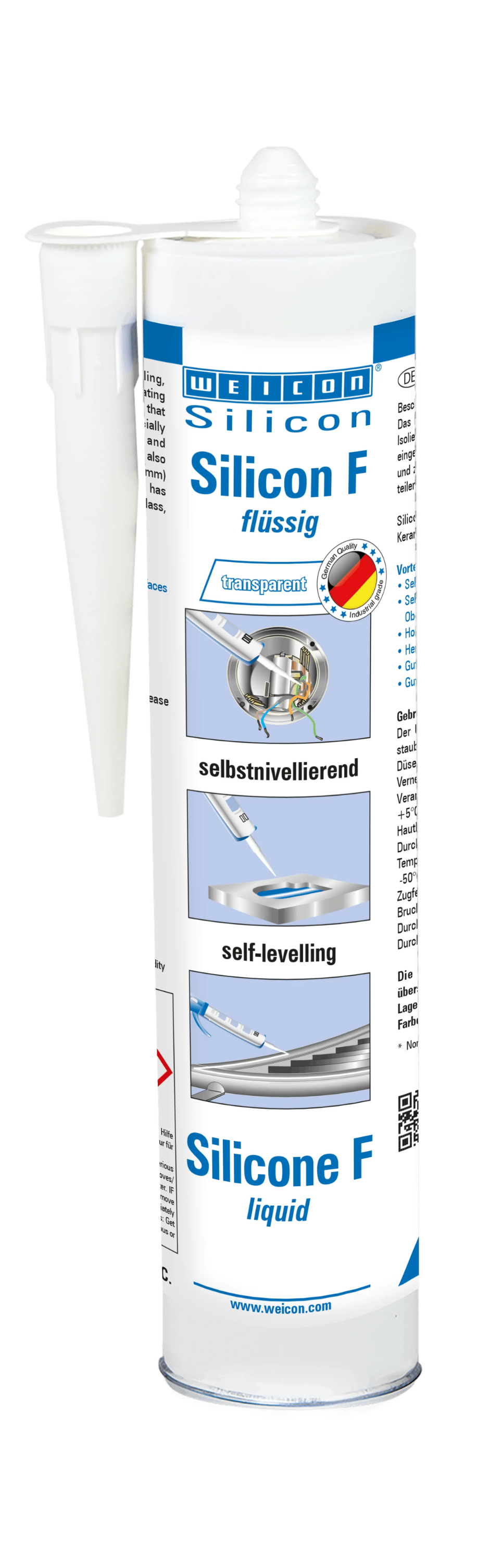 WEICON Silicon F Flüssigsilikon 310 ml, selbstnivellierend, neutralvernetzend, transparent