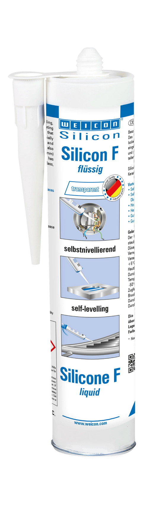 WEICON Silicon F Flüssigsilikon 310 ml, selbstnivellierend, neutralvernetzend, transparent