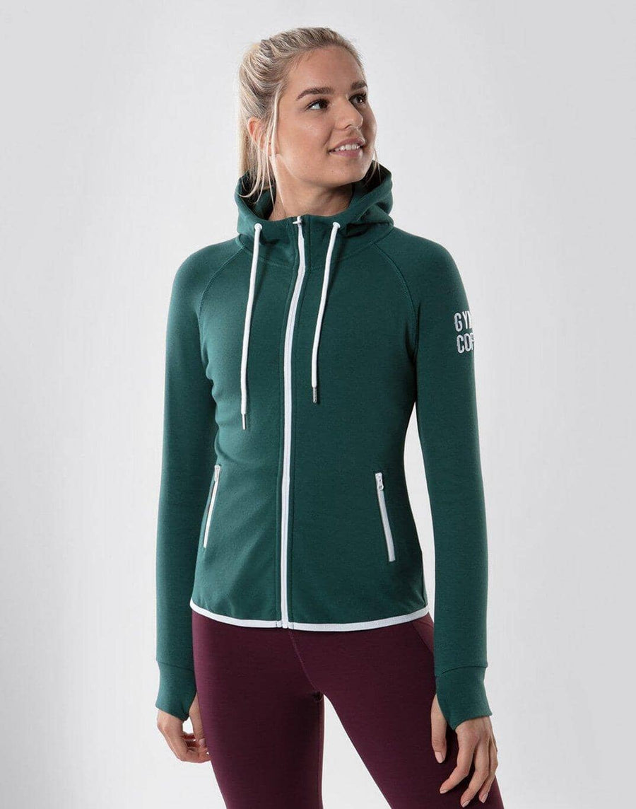 Women's Chill Hoodie in Green-White - XS/8 / Green-White