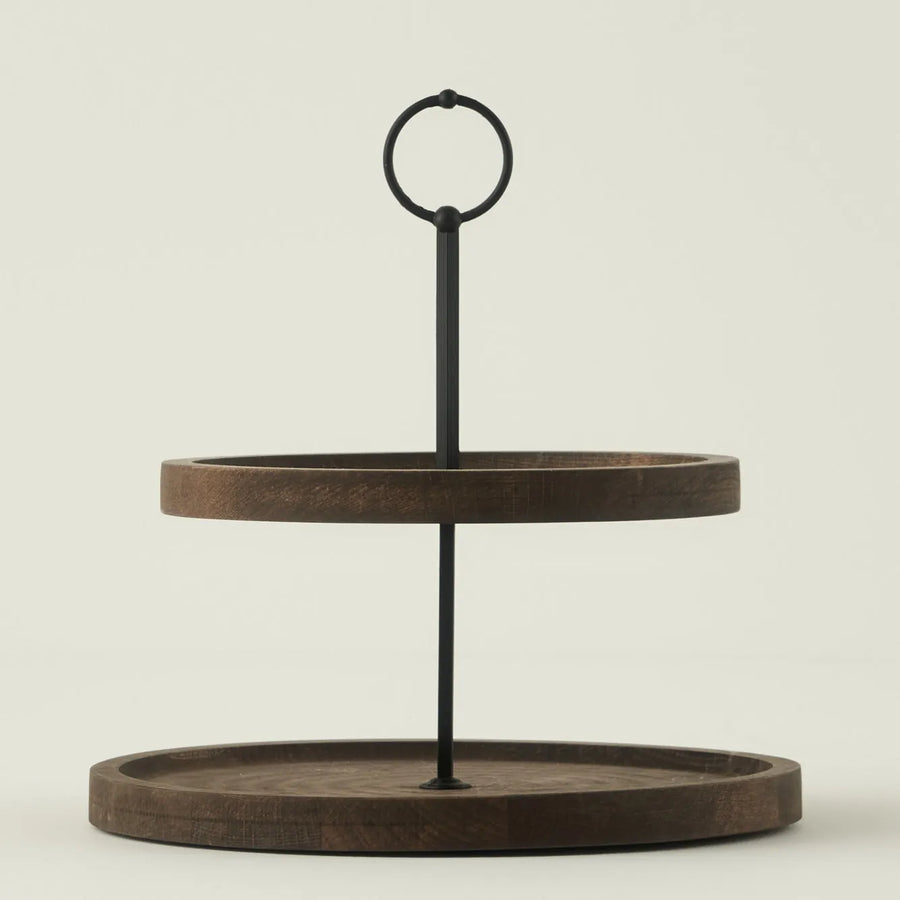 Wooden 2-Tier Serving Stand