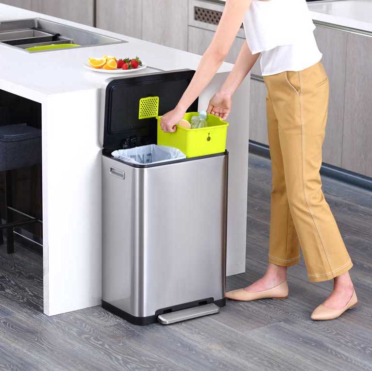 EKO X Cube Recycling Bin, 20+20L Stainless Steel